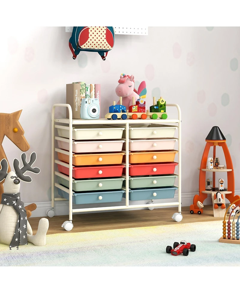 Gouun 12-Drawer Rolling Storage Cart for Home Office and Craft Room
