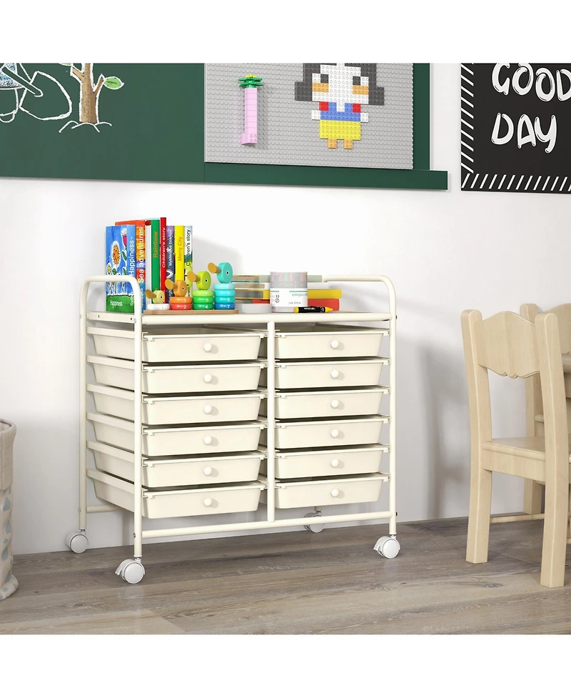 Gouun 12-Drawer Rolling Organizer Cart with Transparent Drawers