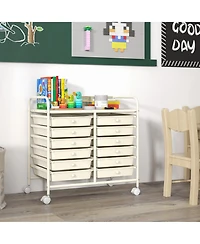 Gouun 12-Drawer Rolling Organizer Cart with Transparent Drawers