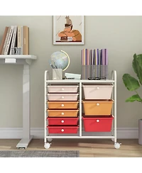 Gouun 9-Drawer Rolling Storage Cart with Metal Frame