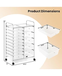 Gouun 15-Drawer Rolling Storage Trolley with Chrome Metal Frame