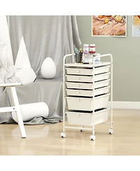 Sugift Six Drawer Rolling Storage Cart Organizer for Home and Office