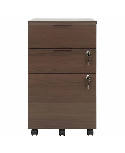 Sugift Three Drawer Rolling File Cabinet with Lock for Home Office