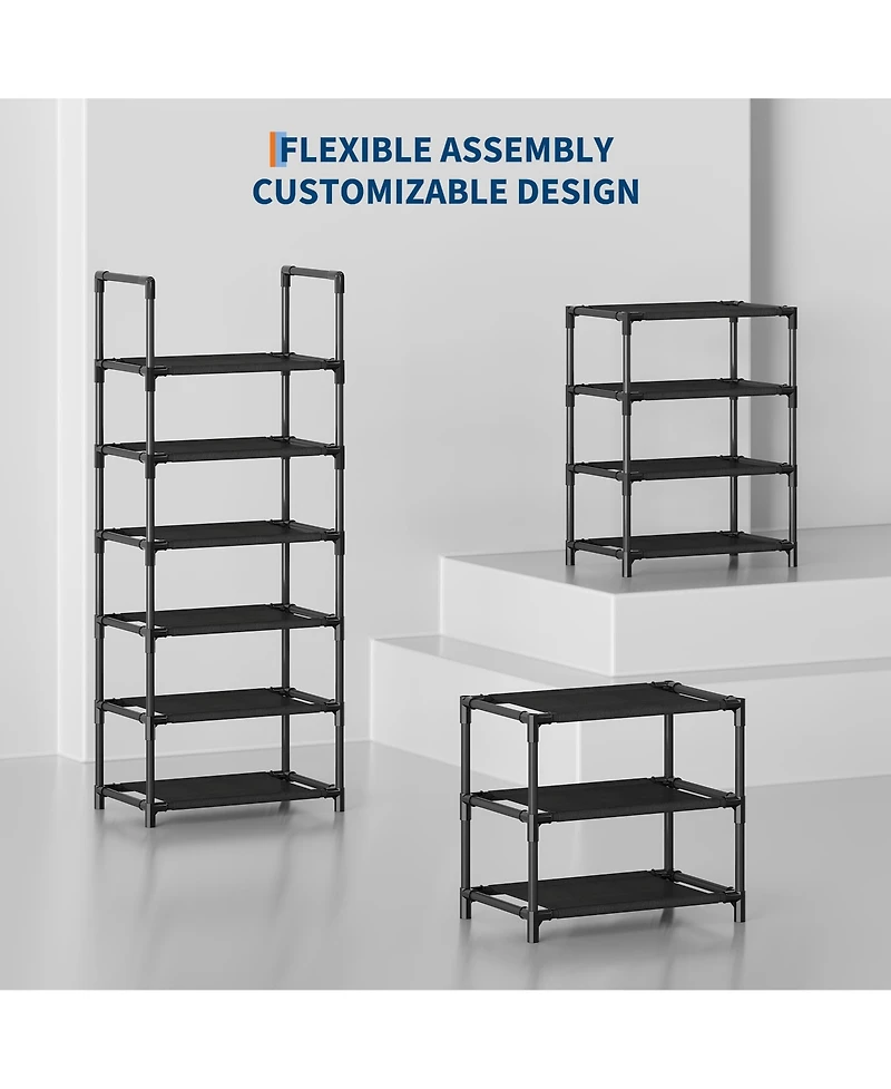 Homfan 10 Tier Metal Shoe Rack with Adjustable Fabric Shelves