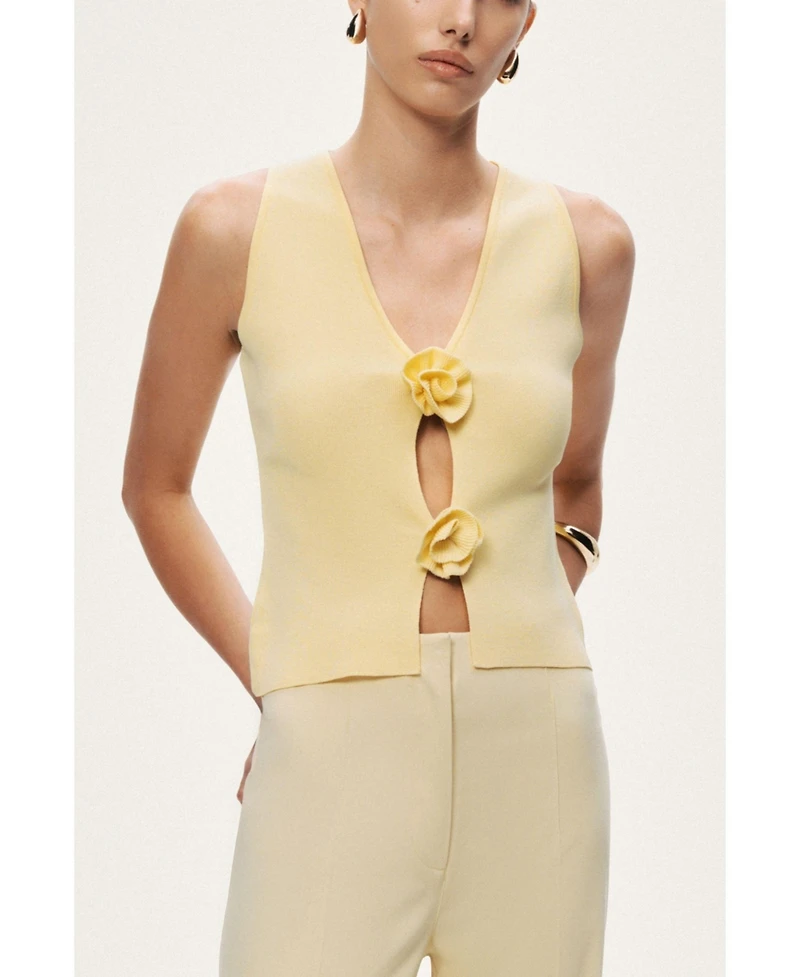 Nocturne Women's Floral Cut-Out Knit Top