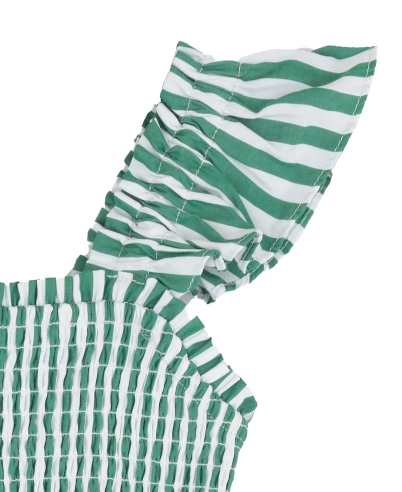 Rare Editions Girls' 2T-6X Printed Shirred Bust Bodice with Flutter Sleeve