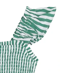 Rare Editions Girls' 2T-6X Printed Shirred Bust Bodice with Flutter Sleeve