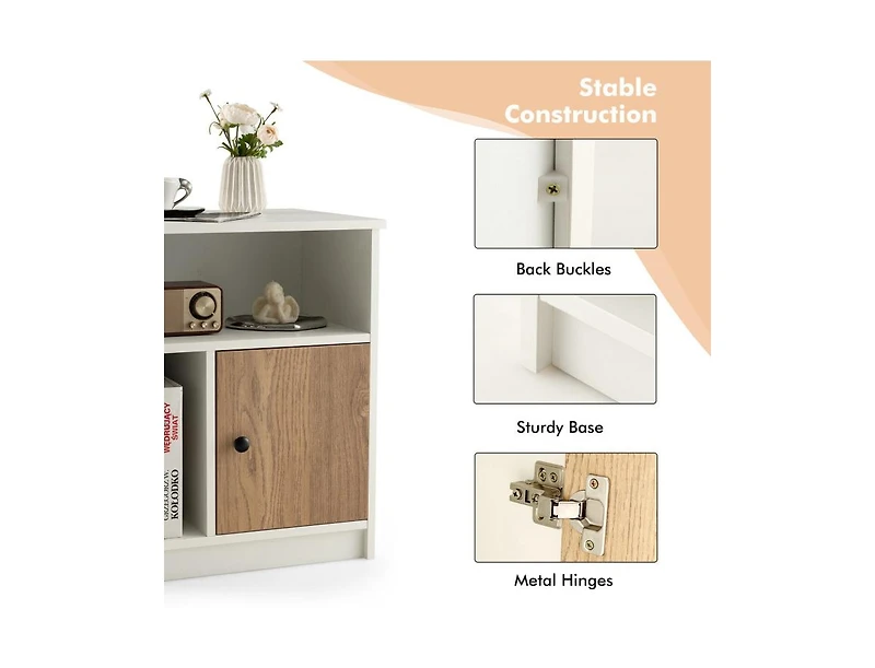 sumyeg 2 Pieces 25" Tall Nightstands with Door and 2 Open Shelves