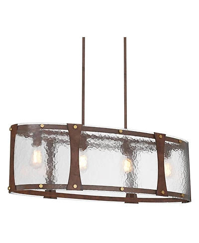 Franklin Iron Works Fable Wide Rust and Antique Brass 4-Light Chandelier