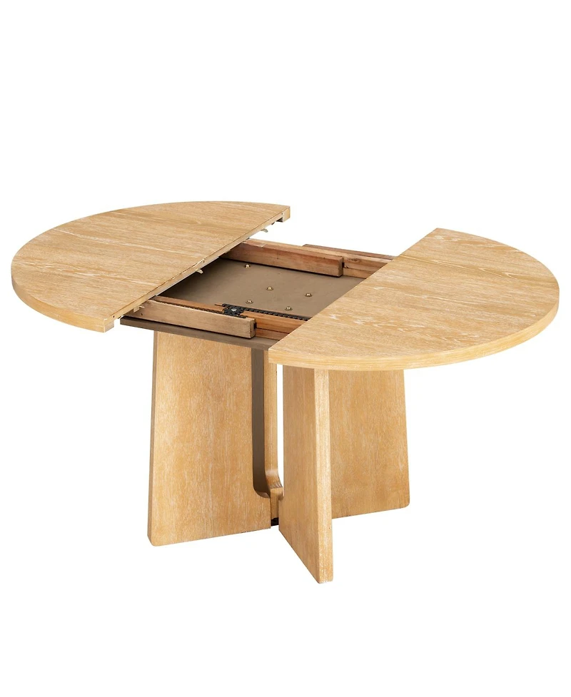 Streamdale Furniture Solid Wood Extendable Round Dining Table with Leaf