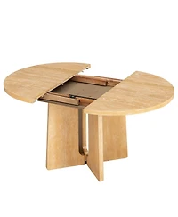 Streamdale Furniture Solid Wood Extendable Round Dining Table with Leaf