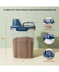 Aronkl Airtight Pet Food Storage Container with Pour Spout Measuring Cup 4 Seal Buckles Bpa Free Durable Plastic