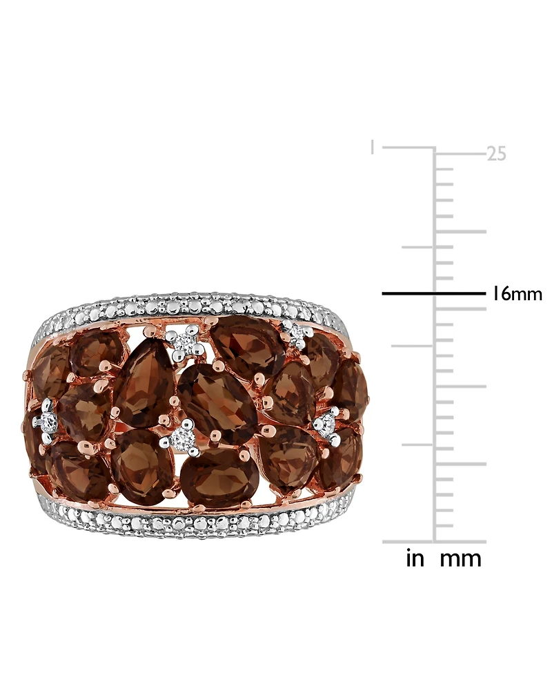 Macy's Smokey Quartz (5-1/2 ct. t.w.) & Diamond (0.07 Ring 18k Rose Gold Flash Plated Sterling Silver