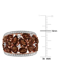 Macy's Smokey Quartz (5-1/2 ct. t.w.) & Diamond (0.07 Ring 18k Rose Gold Flash Plated Sterling Silver