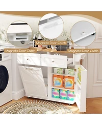 Gouun 47 in 4-Tier Mini Bar Kitchen Island with Footrest and Wine Rack, 5-Bottle and 8-Glass Storage