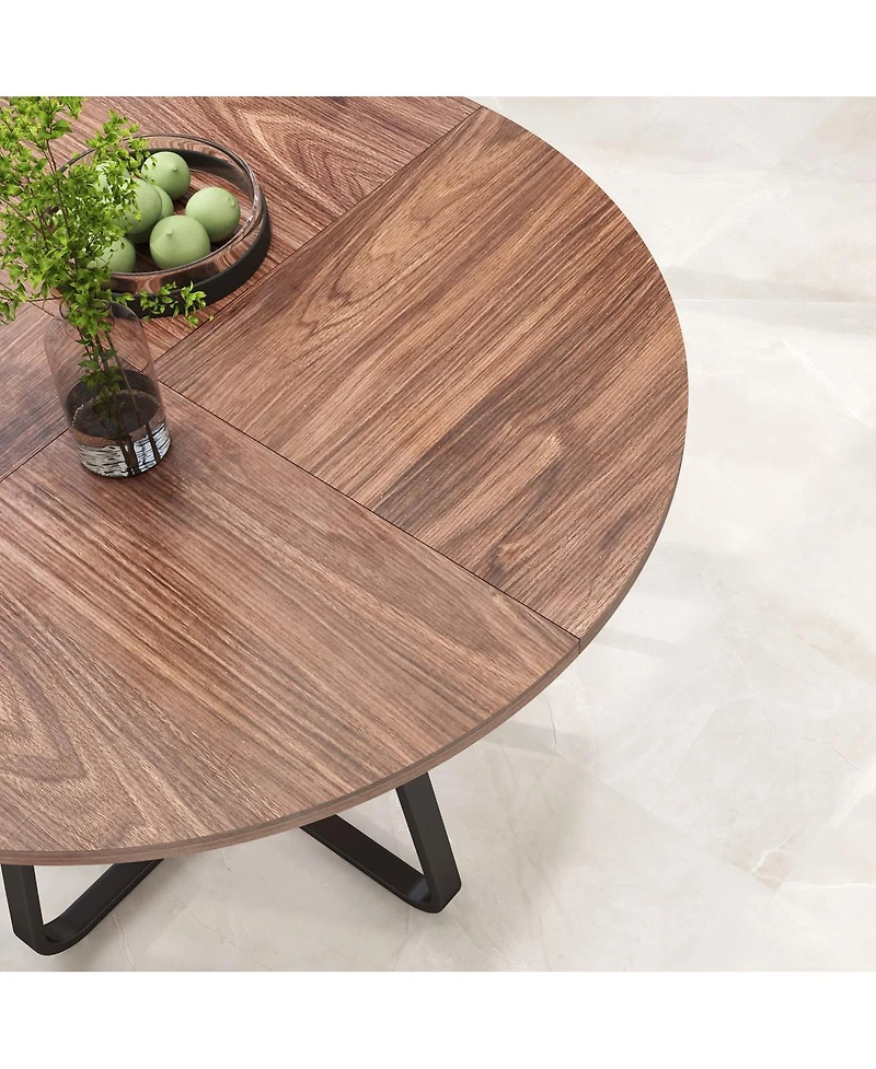 Streamdale Furniture Round Dining Table for 4-6, Mdf and Metal Legs