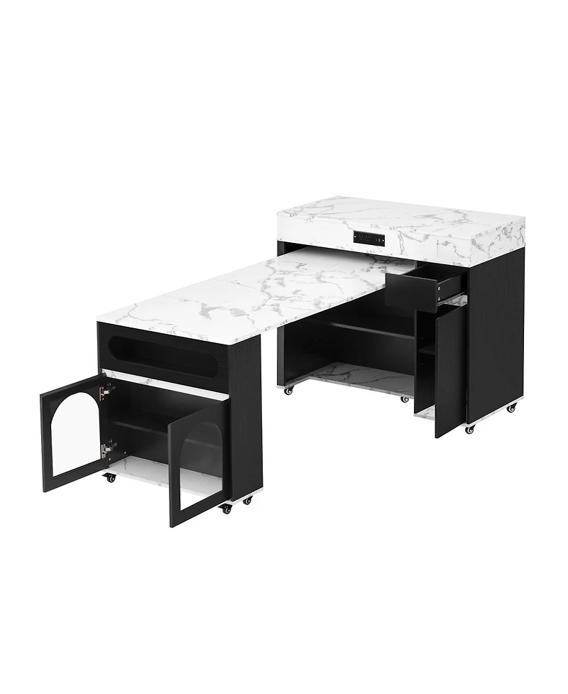 Streamdale Furniture Extendable Kitchen Island with Storage and Power