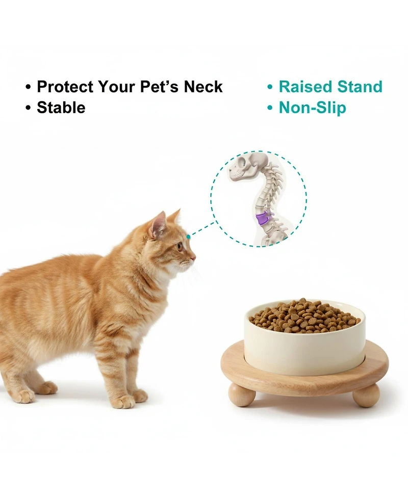 Aronkl Ceramic Elevated Dog Bowls Set Raised Feeder for Food Water Stable Non-Slip Healthy Dishwasher Safe