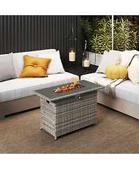 Gouun 44.5 in Propane Fire Pit Table with Stainless Steel Burner, 50000 Btu 2-in-1 Rattan Gas Fire Table