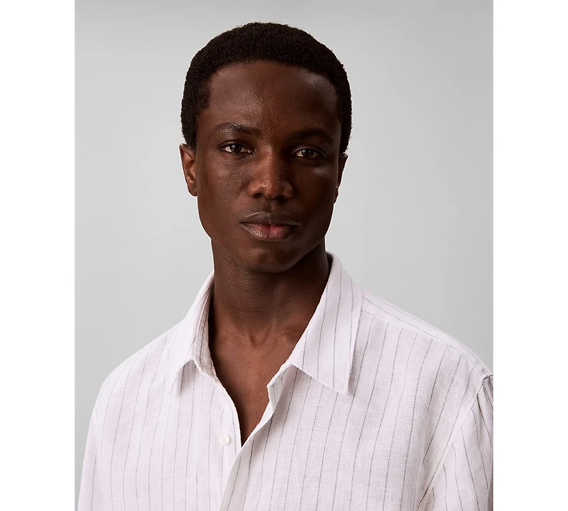 Calvin Klein Men's Yarn-Dyed Pinstripe Linen Classic Shirt