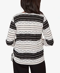 Alfred Dunner Women's Seville Embellished Diagonal Textured Stripe Top
