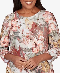 Alfred Dunner Women's Spice Market Dramatic Floral Top