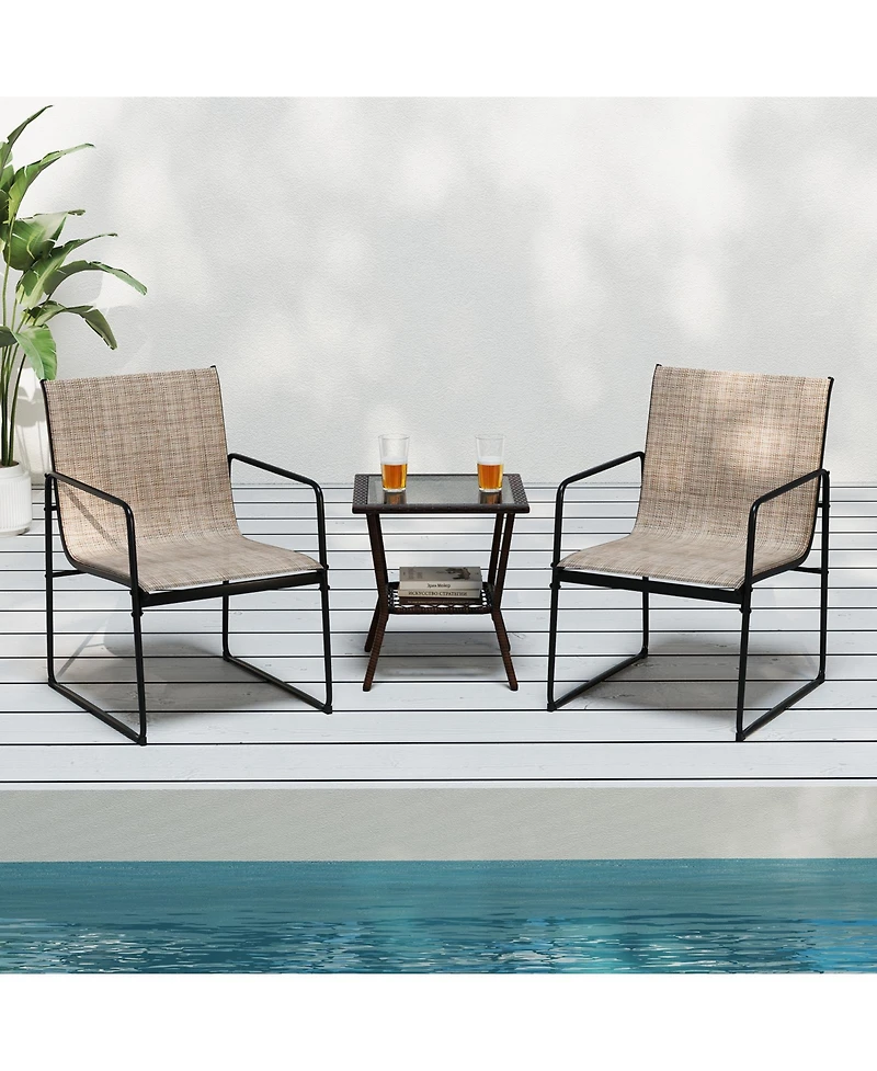 Sugift Outdoor Dining Chairs Set of 4 Patio Furniture Chair with Breathable Seat and Backrest