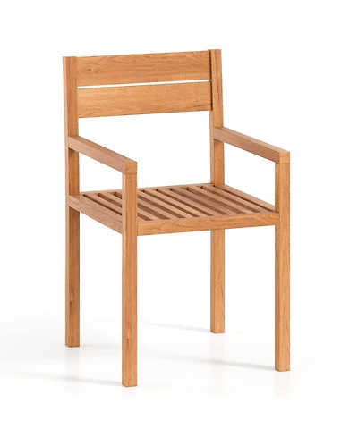 Sugift Outdoor Patio Dining Teak Wood Armchair