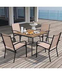 Sugift Outdoor Dining Chairs Set of 4 with High Back and Metal Frame