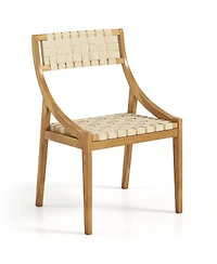 Sugift Outdoor Dining Chair with Webbing Seat and Backrest