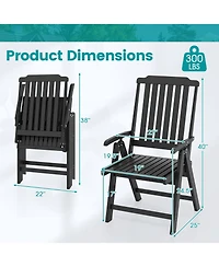 Sugift Foldable Patio Chair All-Weather Hdpe Outdoor Dining Chair with Armrest