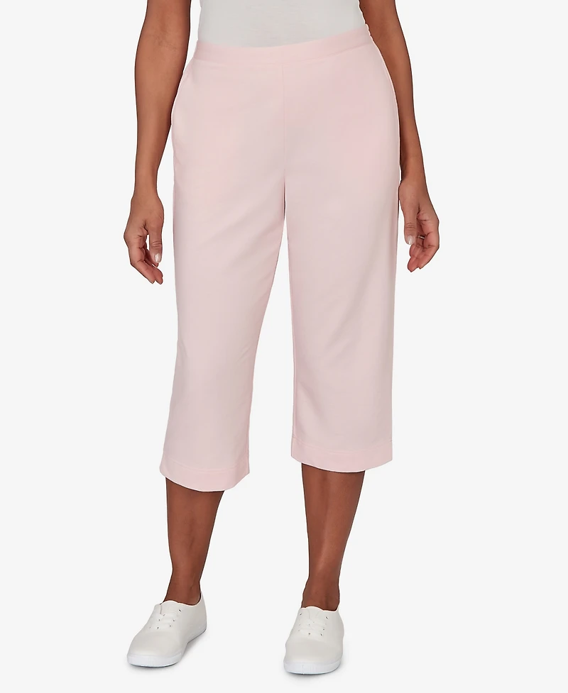 Alfred Dunner Women's Classic Everyday French Terry Flat Front Capri Pants