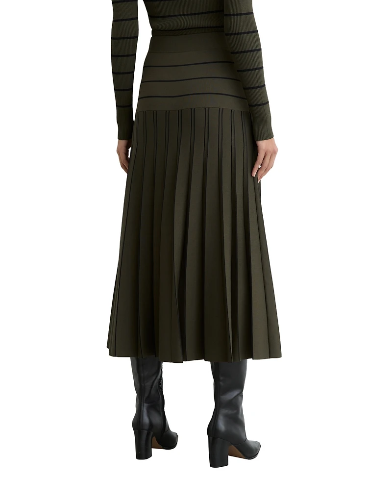Reiss Women's Knitted Stripe Pleated Midi Skirt