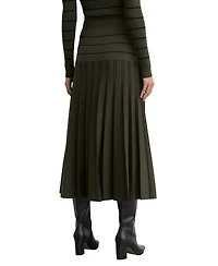 Reiss Women's Knitted Stripe Pleated Midi Skirt