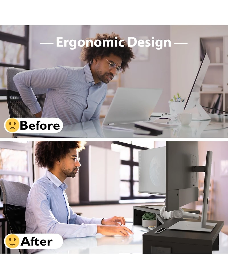 Gnuadz Monitor Stand Riser Smartphone Holder Adjustable Wooden Organizer