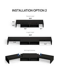 Gnuadz Dual Monitor Stand Riser With Drawer Smartphone Holder Wooden Desk Organizer Adjustable Workspace Computer 2 drawers