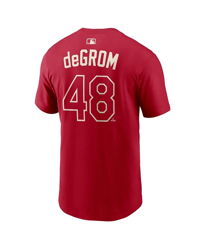 Nike Men's Jacob DeGrom Red Texas Rangers 2026 City Connect Name Number T-Shirt