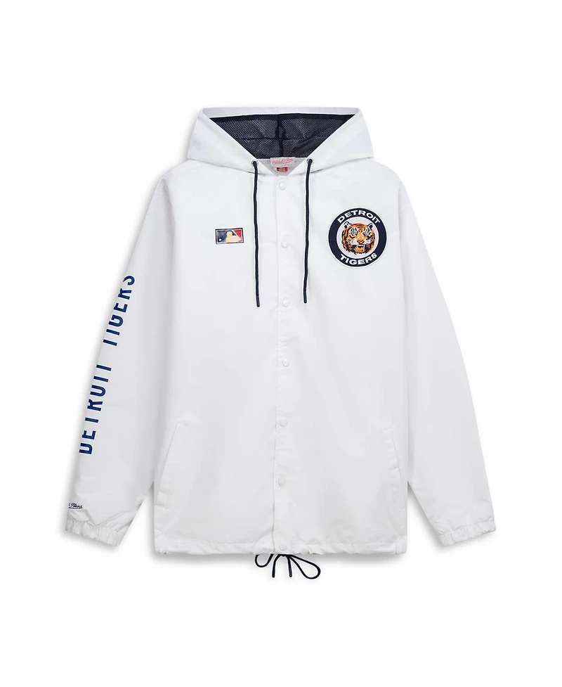 Mitchell Ness Men's White Detroit Tigers Big Tall Full-Snap Hooded Jacket