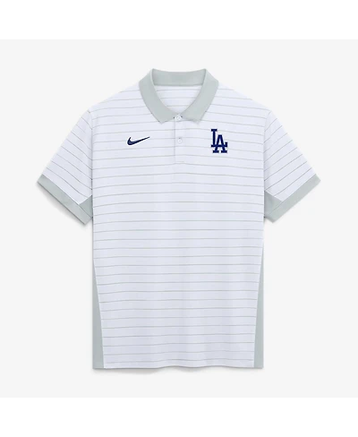 Nike Men's White Los Angeles Dodgers Authentic Collection Striped Victory Dri-fit Polo Shirt