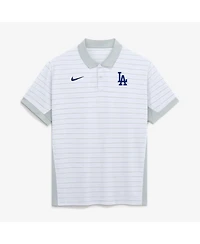Nike Men's White Los Angeles Dodgers Authentic Collection Striped Victory Dri-fit Polo Shirt