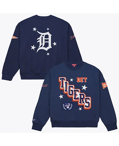 Mitchell Ness Women's Navy Detroit Tigers Pep Rally Sweatshirt