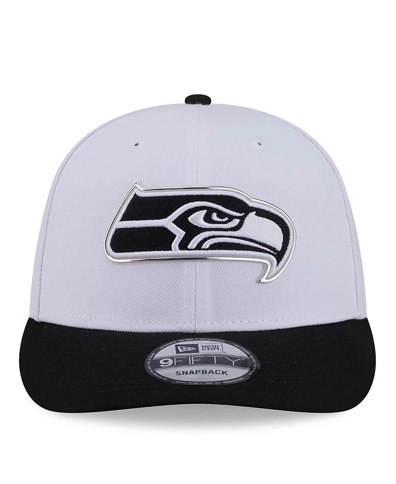 New Era Men's White/Black Seattle Seahawks 2026 Nfl Draft Pre-Curved 9FIFTY Snapback Hat