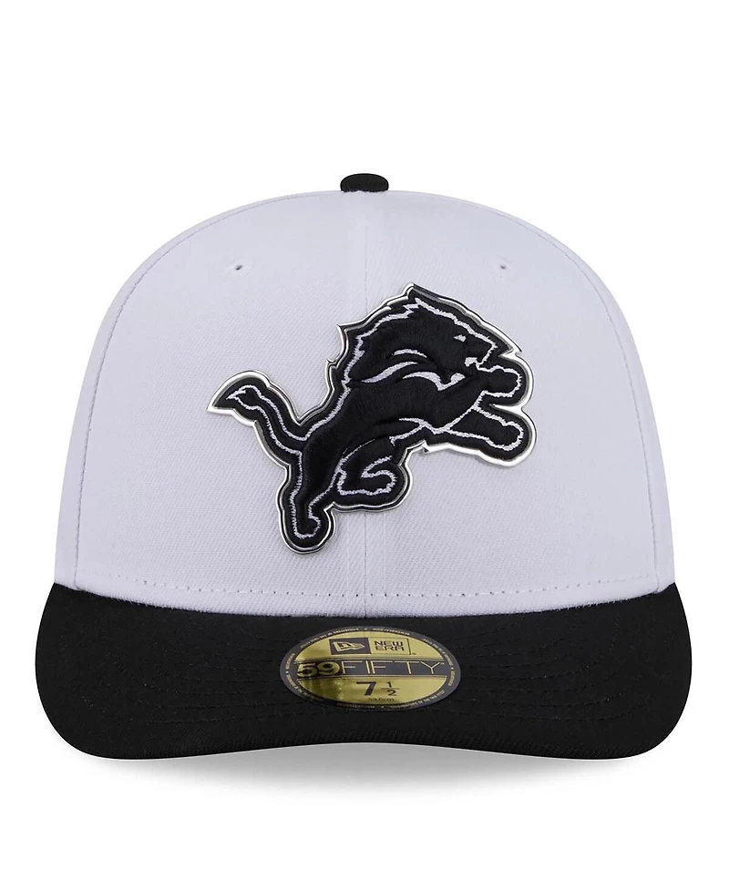 New Era Men's White/Black Detroit Lions 2026 Nfl Draft Pre-Curved 59FIFTY Fitted Hat