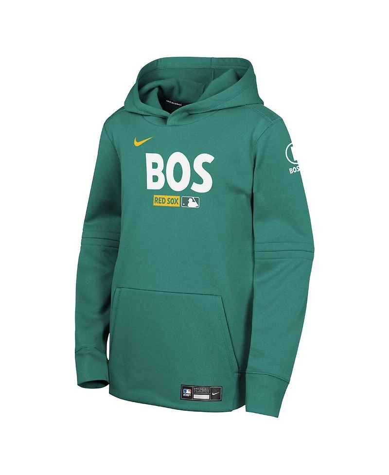 Nike Big Boys and Girls Green Boston Red Sox Authentic Collection City Connect Therma-fit Hoodie