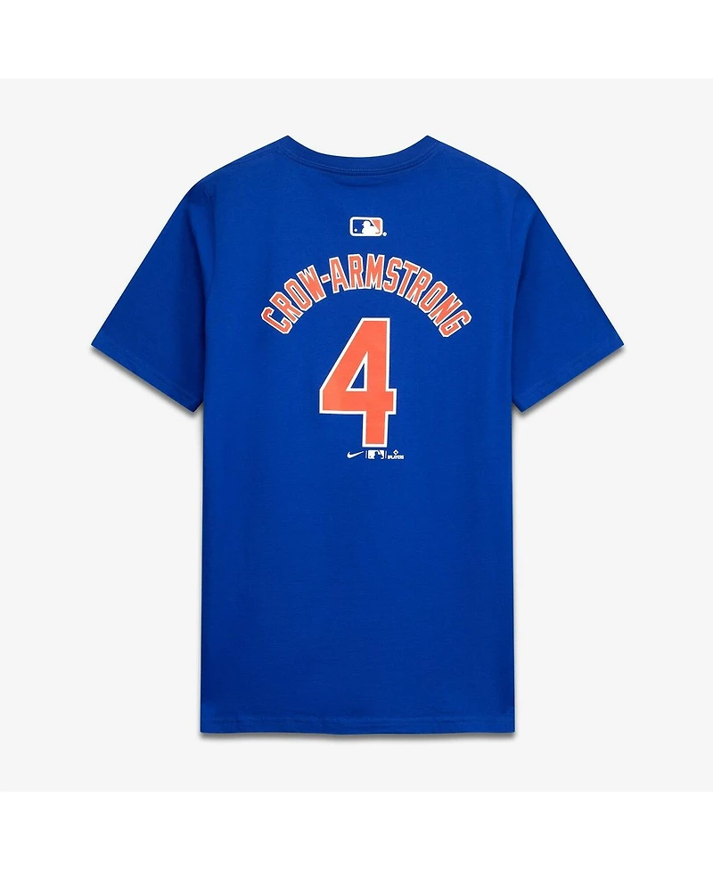 Nike Big Boys and Girls Pete Crow-Armstrong Royal Chicago Cubs Name Number T-Shirt
