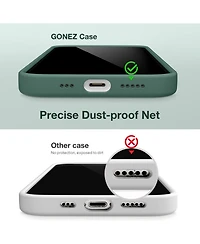 Gonez for iPhone 15 Case, Liquid Silicone Case with Anti-Scratch Soft Microfiber Lining Shockproof Protective Phone Cover 6.1", Midnight Green