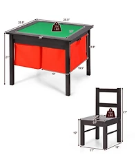 Gouun 2-in-1 Kids Activity Table and 2 Chairs Set with Building Block Board
