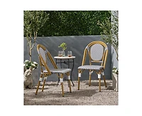 sumyeg Set of 2 Bamboo Print Aluminum Outdoor Chairs, Lightweight and Rust-Resistant