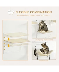 Zeus and Ruta Wood Wall-Mounted Modern Cat Wall Shelves Set for Indoor Cats