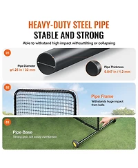 Mecale L Screen Baseball Safety Net with Wheels and Carry Bag
